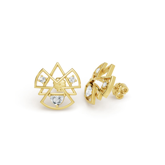0.59 CTW 14K Yellow Gold Diamond Stud Earrings - Picture 1 of 3